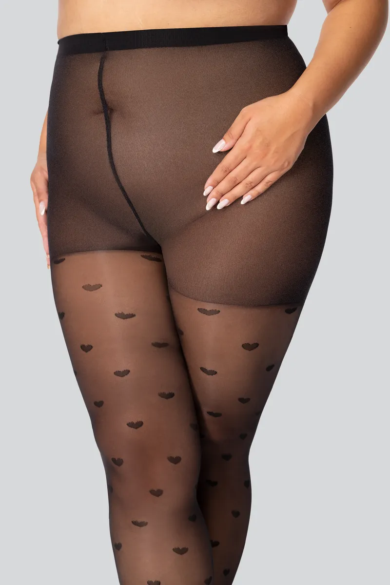 QUEEN SIZE QUEEN OF HEARTS 30 TIGHTS ONYX