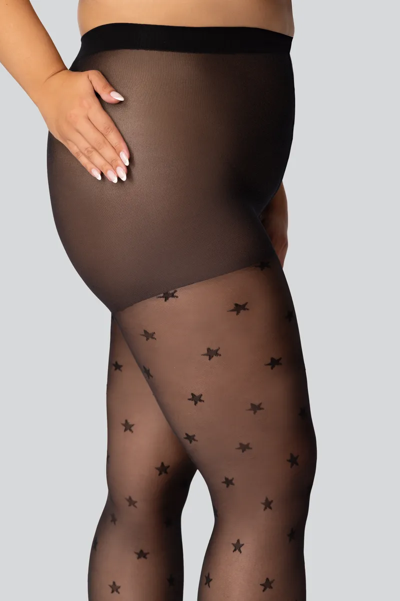 Patterned tights with hearts QUEEN SIZE QUEEN OF HEARTS 30 DEN Mona